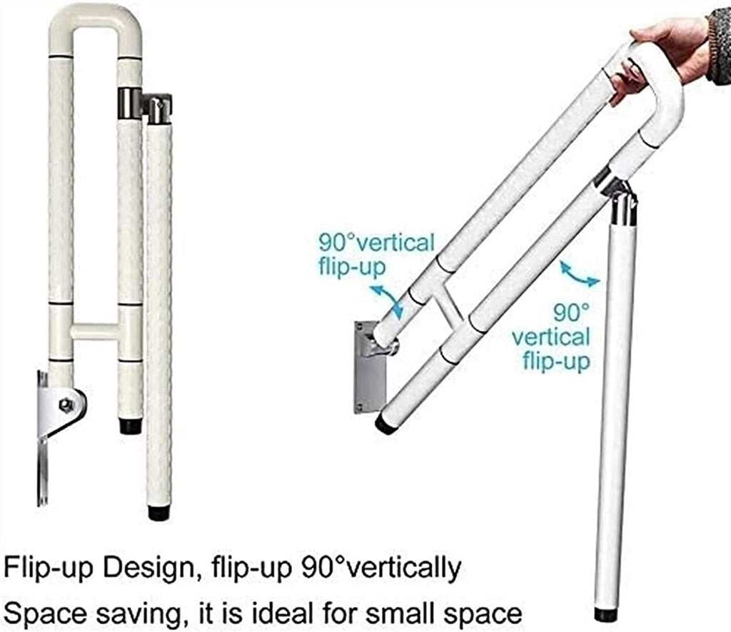 Bath Handle Towel Rail Handle Grab Bar Bathroom Seat Support Foldable Skid Resistance Toilet Hand Grips for Disability Aid and Elderly Assistance (Color : White)