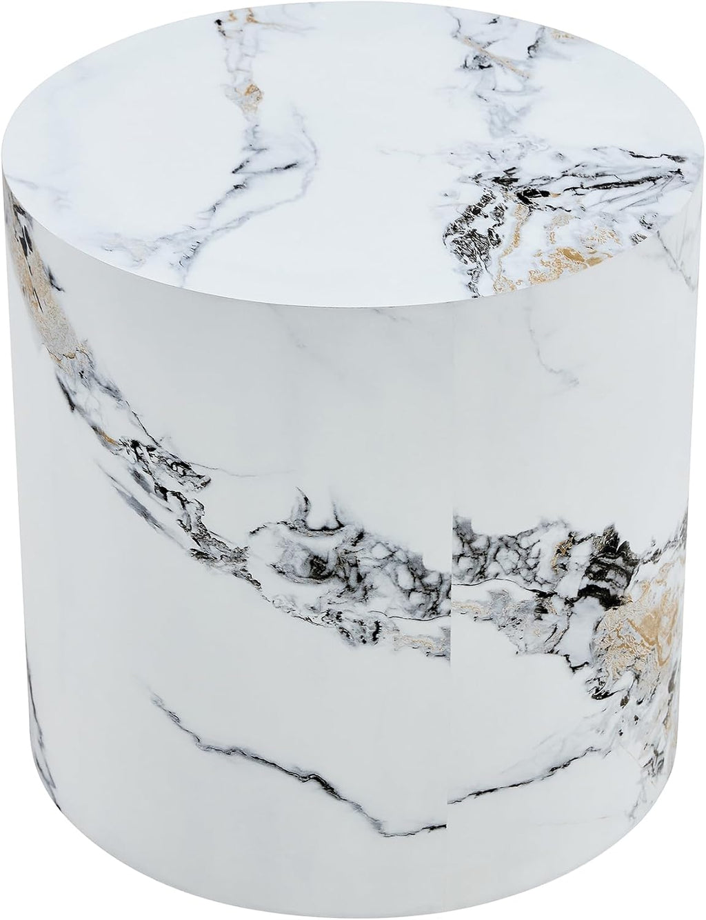 WILLIAMSPACE 15.7' Round End Table for Living Room, Modern Drum Circle Wood Small Coffee Table Side Table for Small Spaces, Nightstand Sofa Table for Apartment, ø15.7'*15.7'H (White)