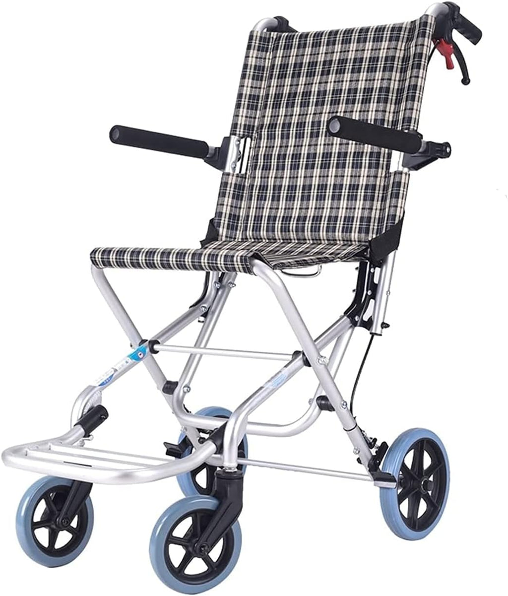 Folding Transport Chair with Footrests - Adult Wheelchair for Travel and Storage with 8-Inch Wheels, Foldable and Portable Disability Aid