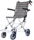 Folding Transport Chair with Footrests - Adult Wheelchair for Travel and Storage with 8-Inch Wheels, Foldable and Portable Disability Aid