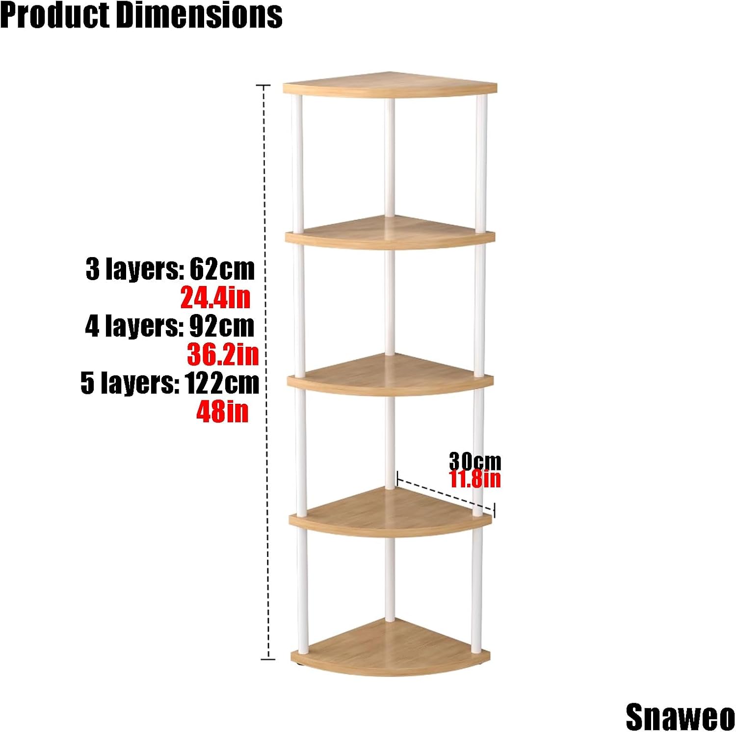 Small Corner Shelf, 3-5Tier Wall Corner Bookshelf, Free Standing Corner Bookshelf, Stylish Display Shelf for Small Space, Living Room, Bedroom(Black,3nd Floor)