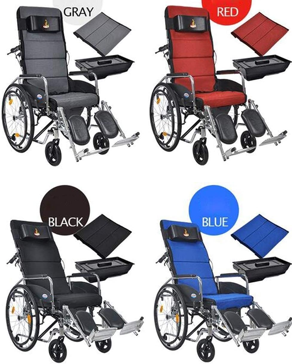 Wheelchairs Wheelchair 23 Kg Folded Back One Hundred Kilograms of Controlling A Portable Seat Bearing Seat 47 * 45Cm Removable Desktop, Toilet, Elderly People with Disabilities Dg/Red (Red)(Black)