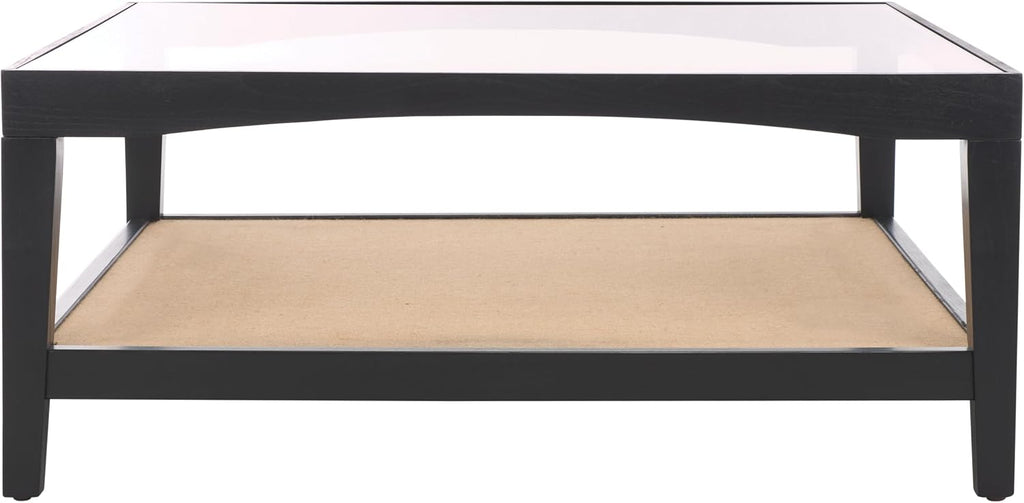 SAFAVIEH Couture Collection Nicolella Black Square Glass & Linen Coffee Table