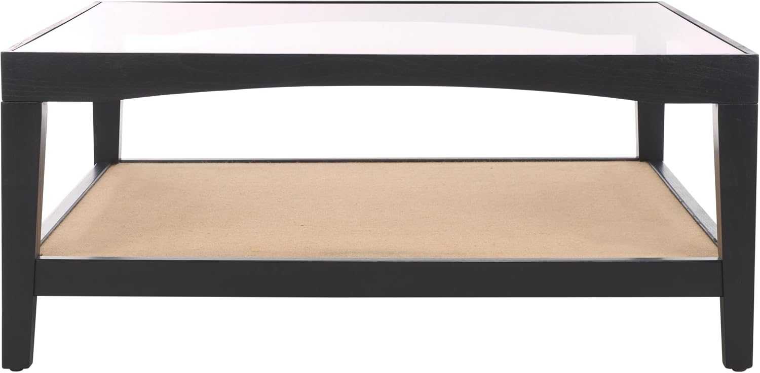 SAFAVIEH Couture Collection Nicolella Black Square Glass & Linen Coffee Table