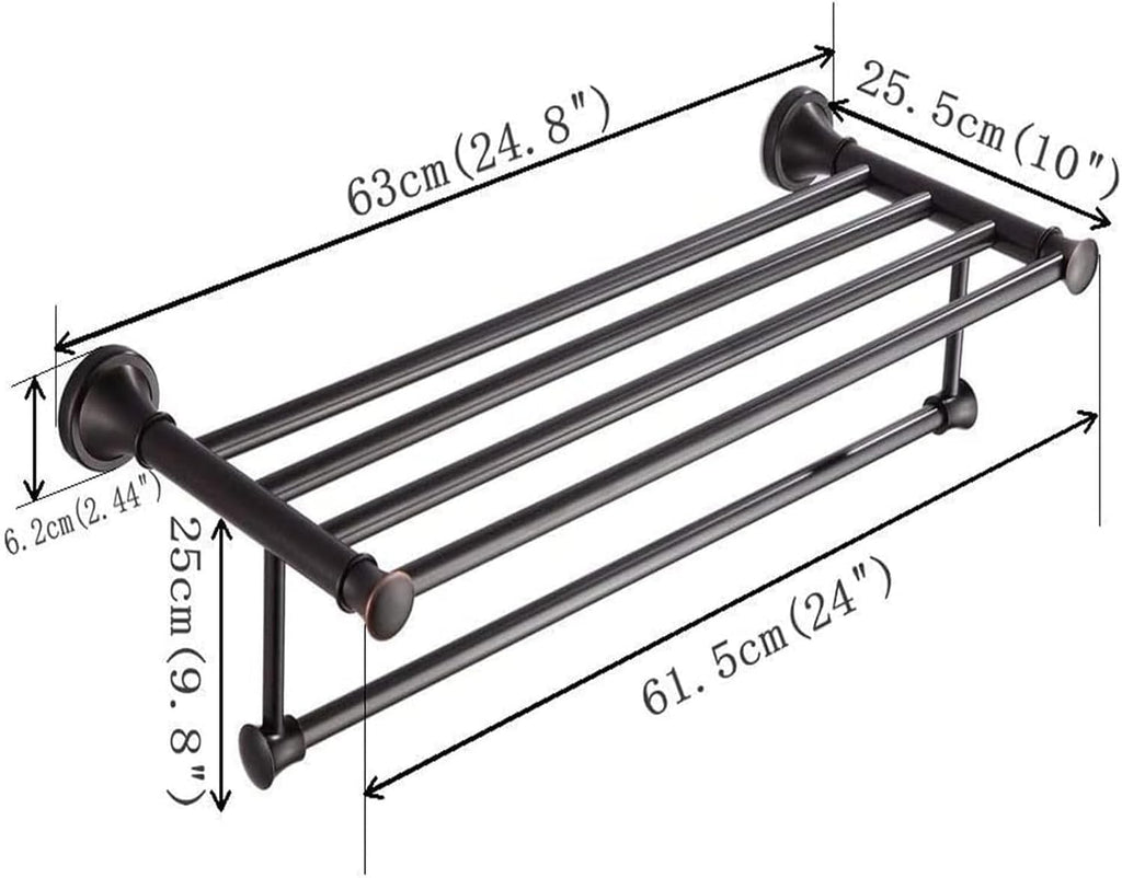 Towel Rail Towel Rails Solid Brass Towel Rack with Bar for Bathroom Shelf Wall Mounted, Oil Rubbed Bronze 64CM