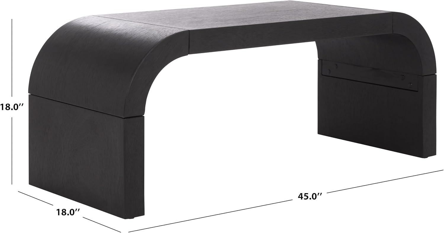 SAFAVIEH Home Collection - Liasonya Coffee Table, Black with Curved Base Waterfall Design for Living Room (COF6610C)