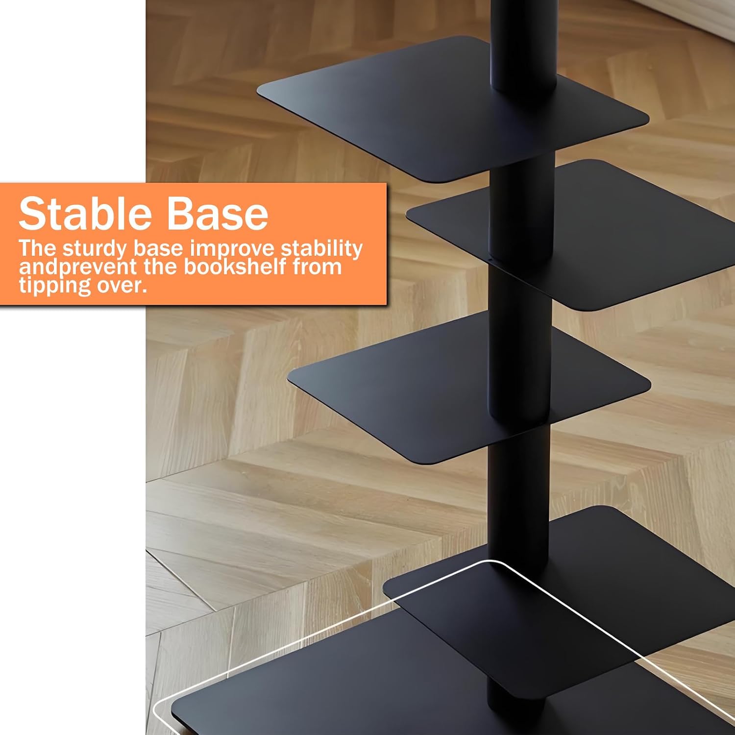 360° Rotating Bookshelf, 9-Tier Metal Spine Book Tower, Floor Standing Narrow Corner Bookcase - Space-Saving Storage,Tower Bookshelf for Living Room, Bedroom Orange