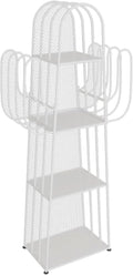 Metal Bookshelf 4-Tier Bookshelf Floor-Standing Open Bookshelf Storage Corner Shelf Display for Living Room, Bedroom (White)