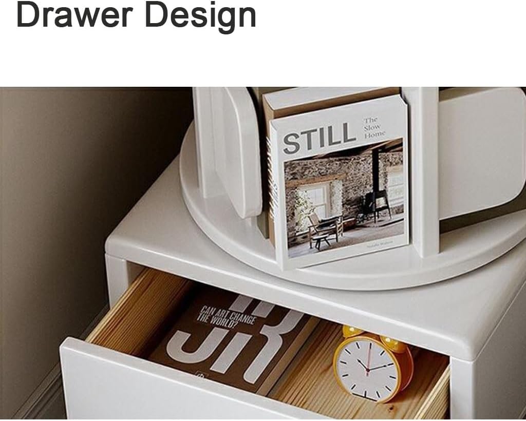 Rotating Bookshelf Storage 2-Tier Wooden 360 Rotating Bookshelf Tower Spinning Bookshelf Tower Corner Shelf for Bedroom Living Room Study Office (Grey 42 * 85m)