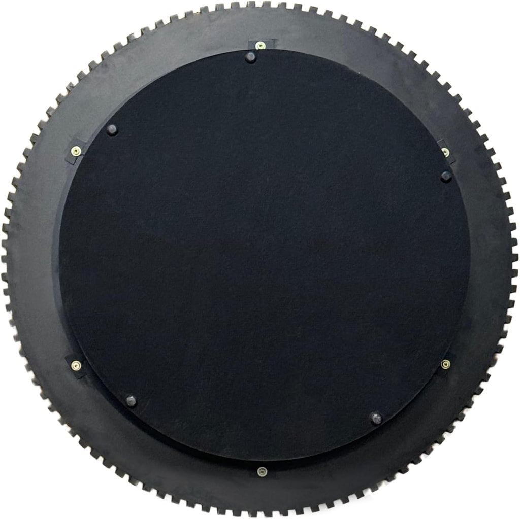 39.37'' Black Round Coffee Table Modern Wood Circle Fluted Drum Pedestal Coffee Table with Storage Space for Living Room, Easy Assembly, Black