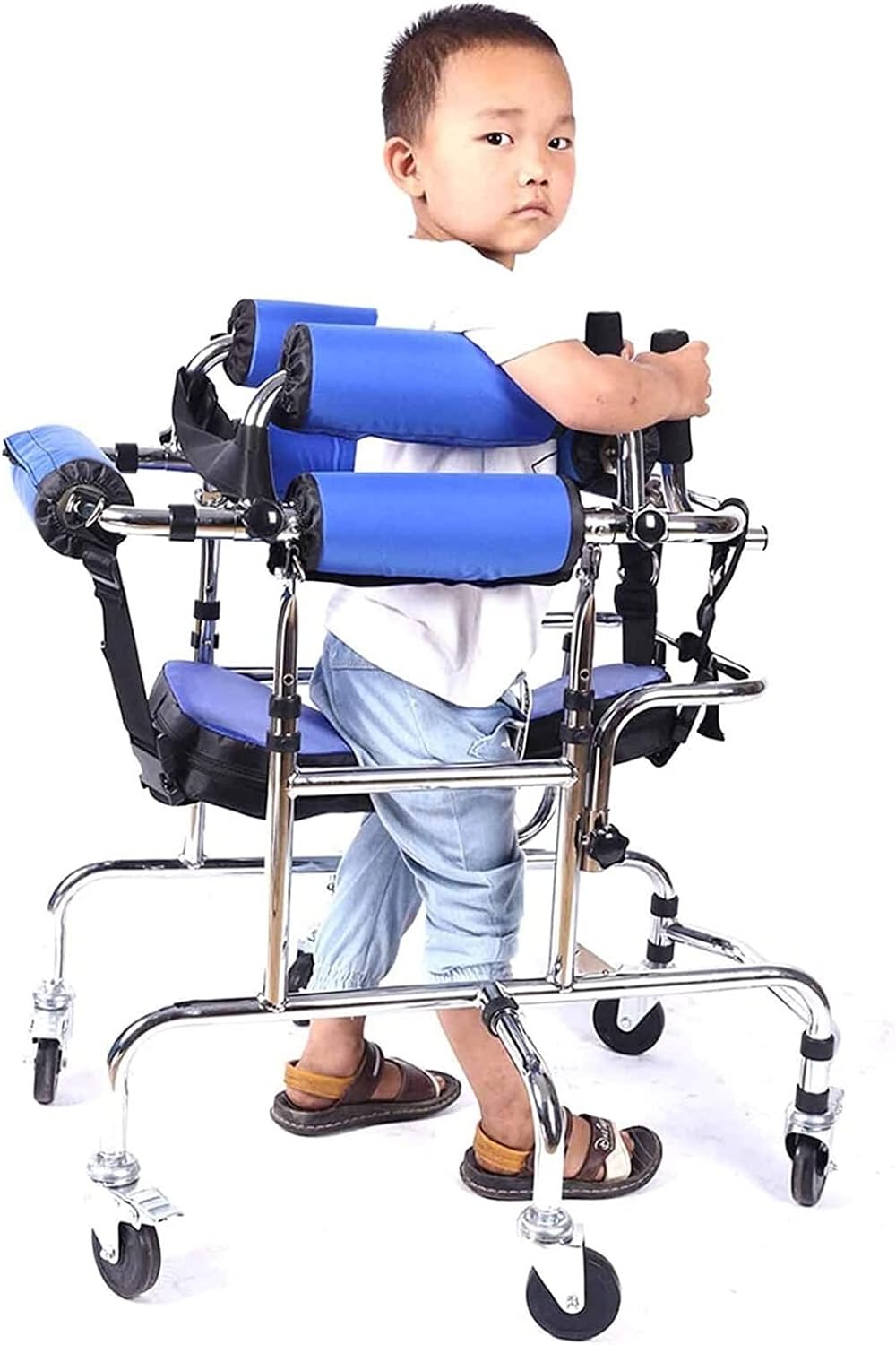 Walkers for Seniors Walker Children with Cerebral Palsy,Height-Adjustable Mobile Walker,Rollators 6 wheeS seat Disabled Assistive Equipment rollator Walker, Durable Mobility Aid., Blue