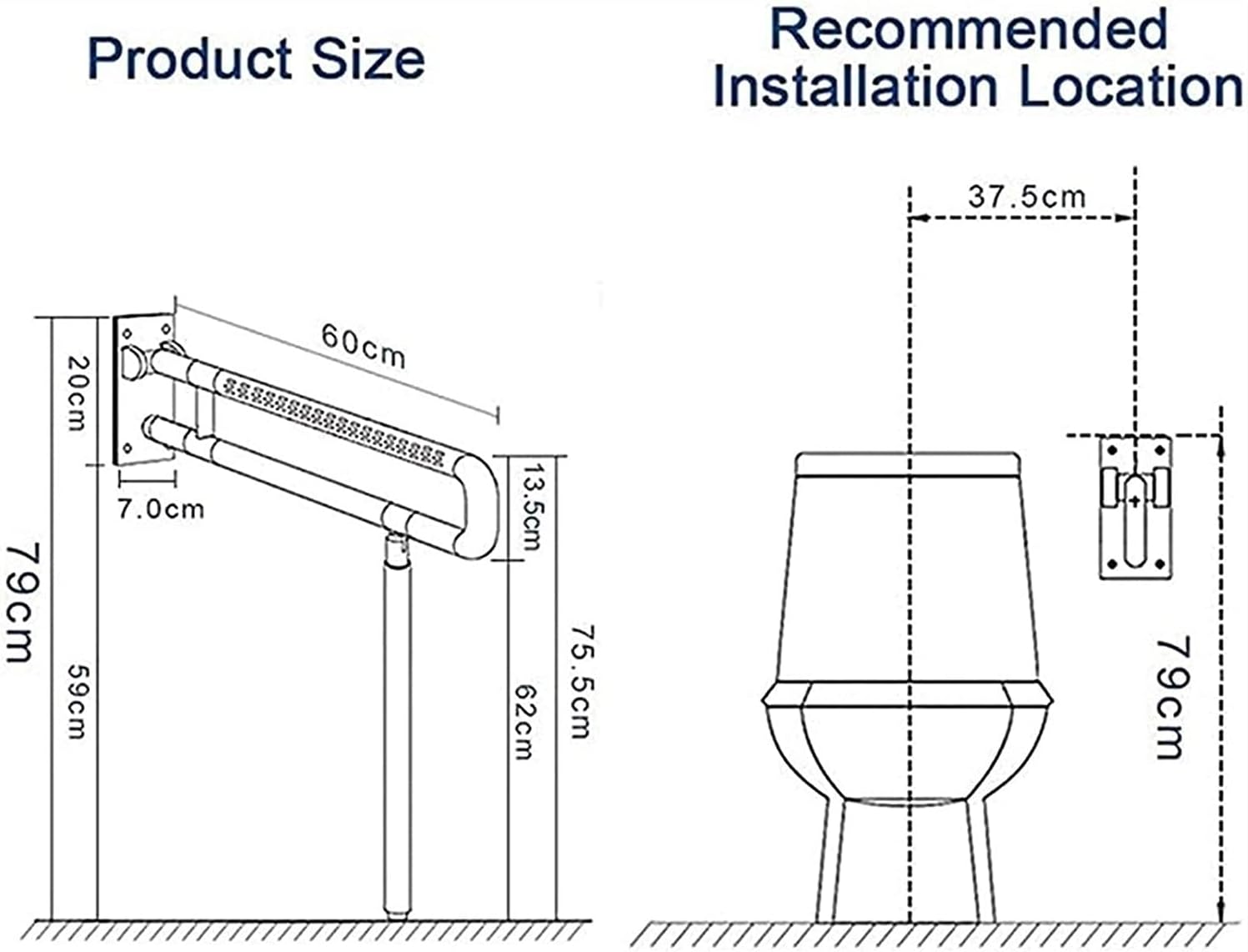 Bath Handle Towel Rail Handle Grab Bar Bathroom Seat Support Foldable Skid Resistance Toilet Hand Grips for Disability Aid and Elderly Assistance (Color : White)