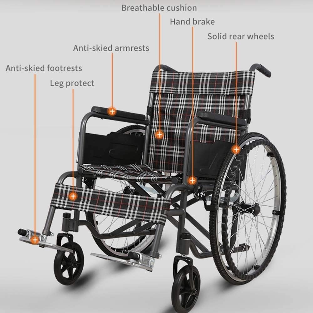 Wheelchair Aluminum Alloy, Manual Wheelchair Lightweight Folding Scooter Disabled Four Wheel Bearing Weight 130Kg/286lbs