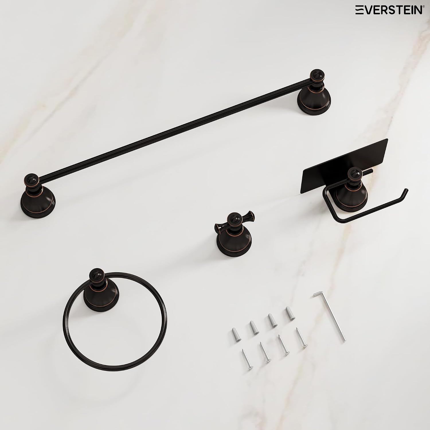 4 Piece Antique Bathroom Hardware Accessories Set, Wall Mounted Bathroom Towel Rack Bar Holder Set,Oil Rubbed Bronze