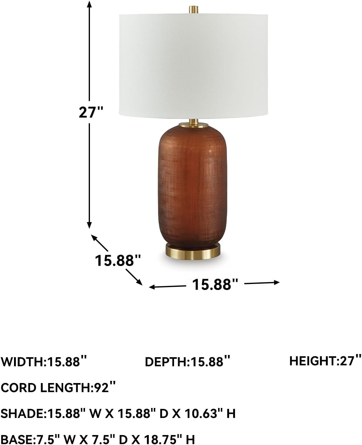 Signature Design by Ashley Farberman Transitional Metal Table Lamp with 3-Way Switch, Orange & Metallic