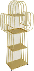 Metal Bookshelf 4-Tier Bookshelf Floor-Standing Open Bookshelf Storage Corner Shelf Display for Living Room, Bedroom (Yellow)