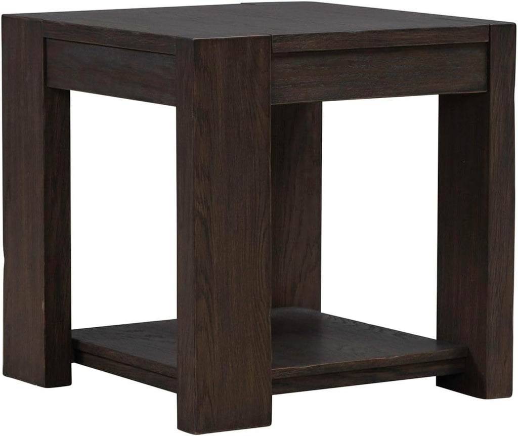 Liberty Furniture Lennox Hill Living Room Opt 3 Piece Set - Square Cocktail Table, 2 End Tables - Bark