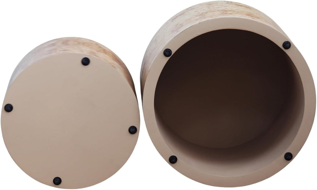 WILLIAMSPACE 18.9' Round Nesting Coffee Table Set of 2, Modern Wooden Coffee Tables Small Circle Center Table for Living Room, Accent End Table Set, No Assembling (Natural Burl)