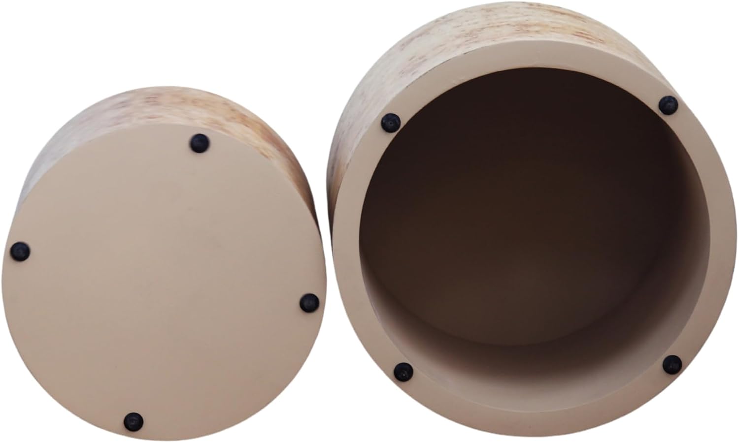 WILLIAMSPACE 18.9' Round Nesting Coffee Table Set of 2, Modern Wooden Coffee Tables Small Circle Center Table for Living Room, Accent End Table Set, No Assembling (Natural Burl)