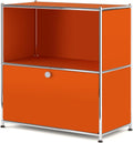 32.5-Inch Flip-Top Storage Cabinet with Detachable Wheels, Metal Side Table and Small Sideboard Cabinet for Living Room, Bedroom, Office, Orange