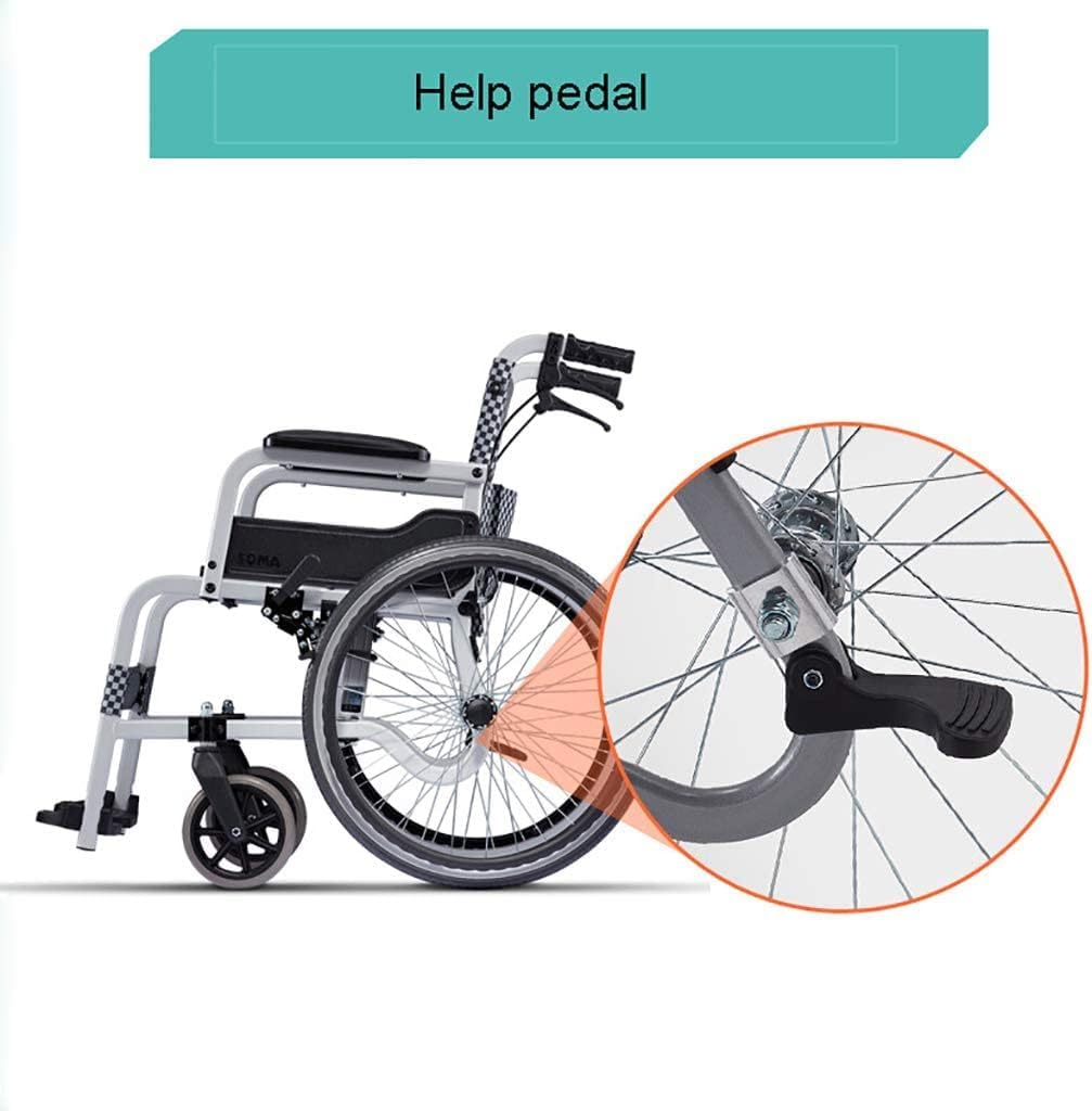 Mobile Lightweight Wheelchair Foldable Transport Wheelchair W/Handbrakes & Folding Backrest Aluminum Alloy Travel Trolley Scooter for The Elderly Driving Trolley