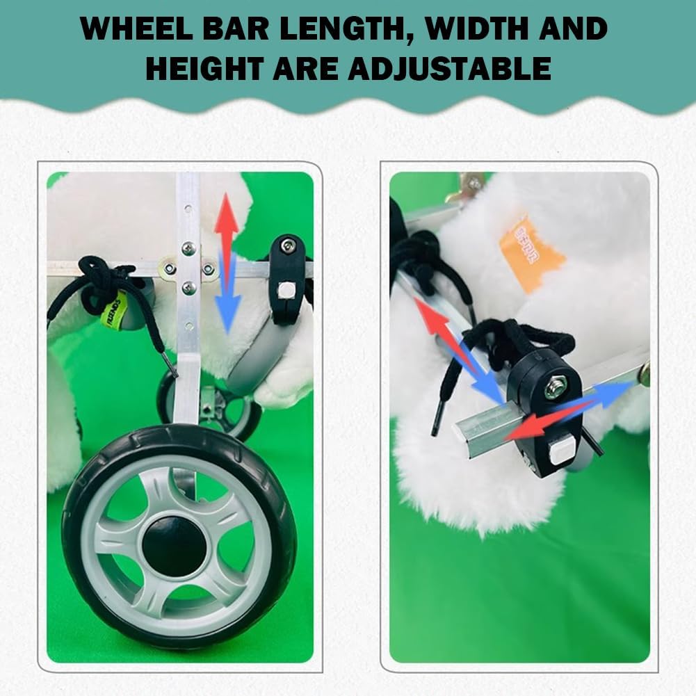 Small Dog Wheelchair Four Wheels, Hind Leg Disability Vehicle, Elderly Dog Scooter, Hind Limb Paralysis Auxiliary Power Vehicle, Aluminum Alloy Frame, Adjustable,5 to 9kg