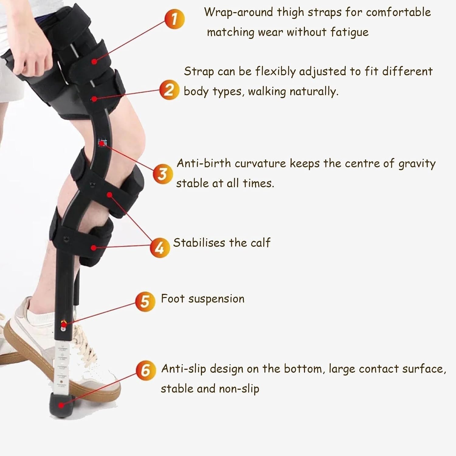 FoRes Walking Aids Pain Free Knee Crutch Hands Free Crutch Adjustable Crutches for Walking Leg Knee Mobility Support for Disability Elderly Injury Ankle Fracture