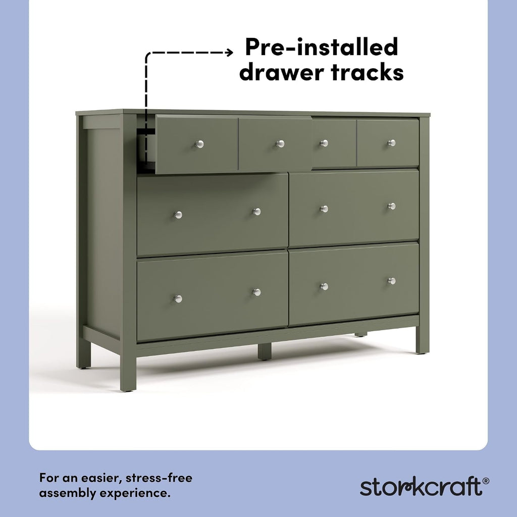 Storkcraft Horizon 6 Drawer Dresser (Olive) – GREENGUARD Gold Certified Dresser for Nursery & Kids' Room, Modern Storage with Interlocking Drawer System