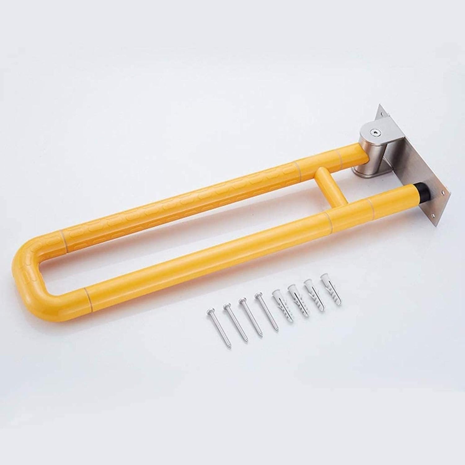 Bath Handle Towel Rail Concealed Screw Safety Grab Bar Flip-Up Screw-in Bathroom Grab Bar with Textured Grip Stainless Disability Aid and Seniors (Color : Yellow, Size : 60/23.62in)