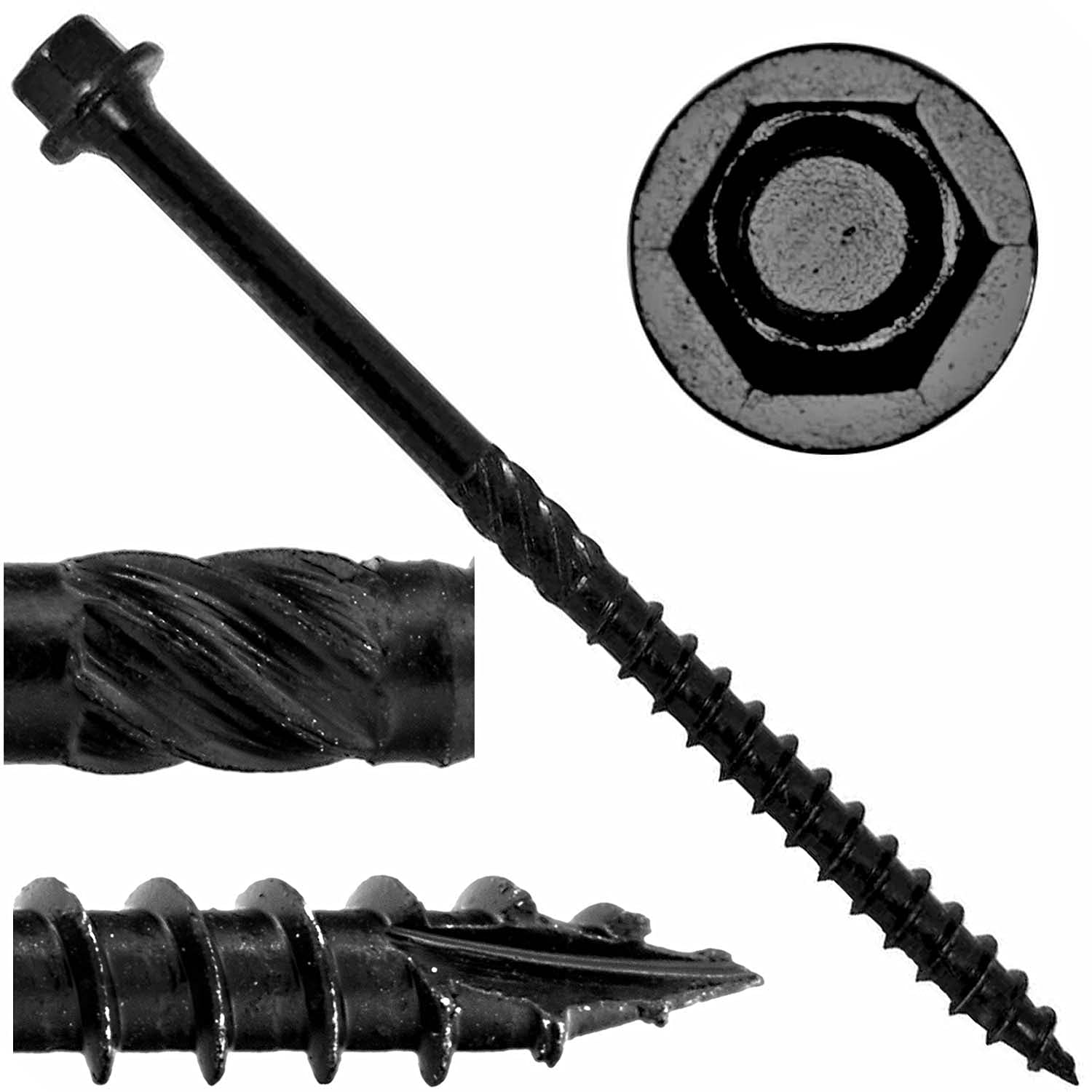 Jake Sales #14 X 4 Heavy Duty Black Timber/Log/Landscaping Wood Screws - Exterior Coated Heavy Duty Screws. 1 x Full Box - 600 Screws
