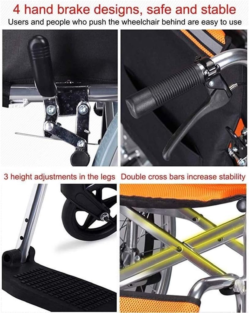 Wheelchair Aluminum Alloy,Self-propelled Lightweight Folding Multifunction with Double Brakes Flexible Pedal Disabled/Elderly Push Scooter,portable