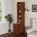 JIJIWANG 23.6' L End Table with 3 Drawers, Corner Table with 4 Open Shelves, Tall Side Table for Bedroom and Corner, Expect Arrival Date, Natural