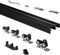 Heavy Duty Bypass Sliding Closet Door Track Hardware 120', 10 FT Aluminium Track Rail Set, Smoothly and Quietly, for 4 Door System,Black