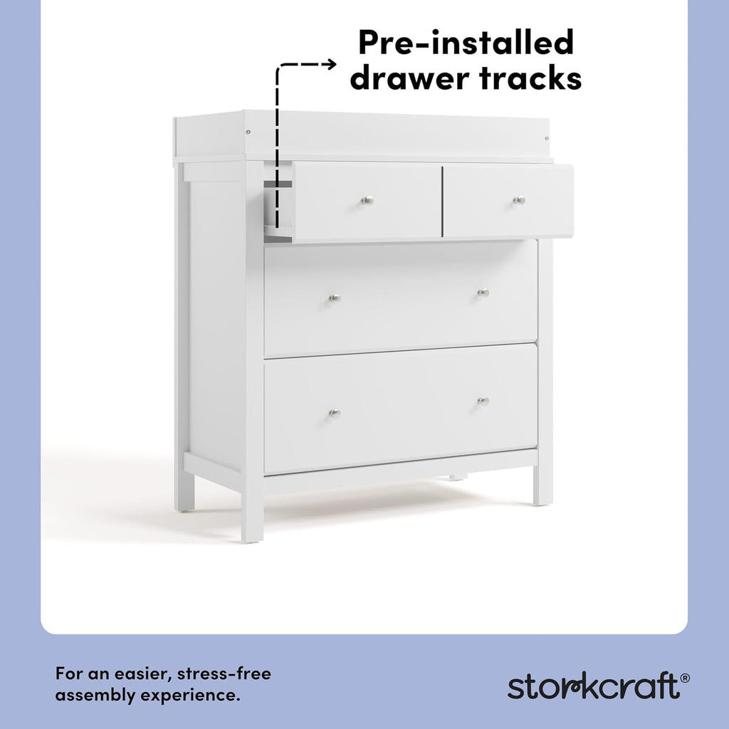 Storkcraft Horizon 3 Drawer Chest with Changing Topper (White) – GREENGUARD Gold Certified, Includes Removable Changing Table Topper, Chest of Drawers for Nursery & Kids Bedroom