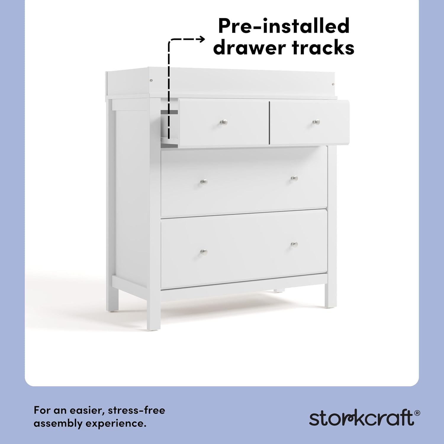 Storkcraft Horizon 3 Drawer Chest with Changing Topper (White) – GREENGUARD Gold Certified, Includes Removable Changing Table Topper, Chest of Drawers for Nursery & Kids Bedroom