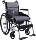 Wheelchair Foldable, Self-Propelled with Adjustable Pedals Non-Pneumatic Tire Honeycomb Breathable Cushion Disabled/Elderly Push Scooter,Red (Red)(Grey)