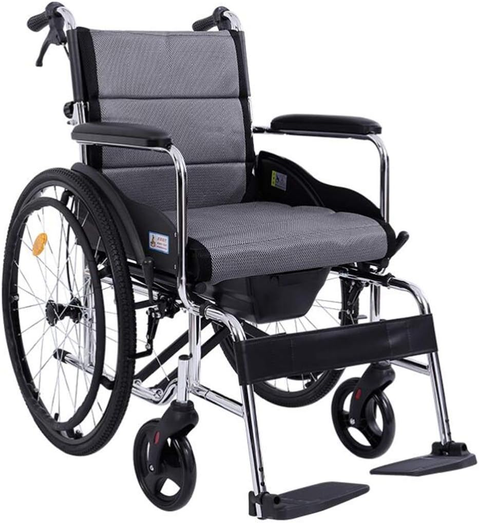 Wheelchair Foldable, Self-Propelled with Adjustable Pedals Non-Pneumatic Tire Honeycomb Breathable Cushion Disabled/Elderly Push Scooter,Red (Red)(Grey)