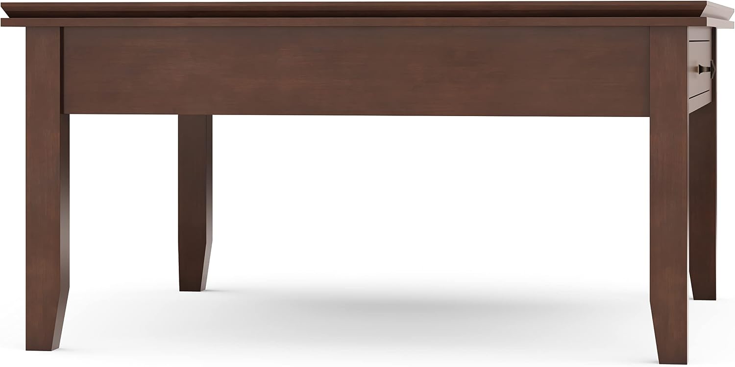 SIMPLIHOME Artisan Square Coffee Table - 36 inch Wide Solid Wood Transitional Cocktail Table in Russet Brown, Classic Living Room Table with Slatted Open Shelf and Contemporary Framed Top Design