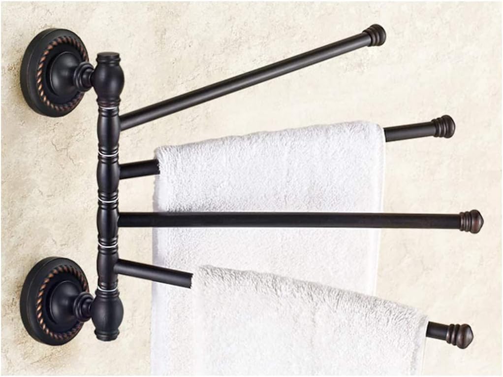 Swivel Towel Rack,Modern Black Swing Out Towel Bar Towel Racks for Bathroom or Kitchen, Metal Oil Rubbed Bronze Towel Bar Folding Arm Swivel Hanger Bathroom Storage Organizer Wall Mounted (Color : B