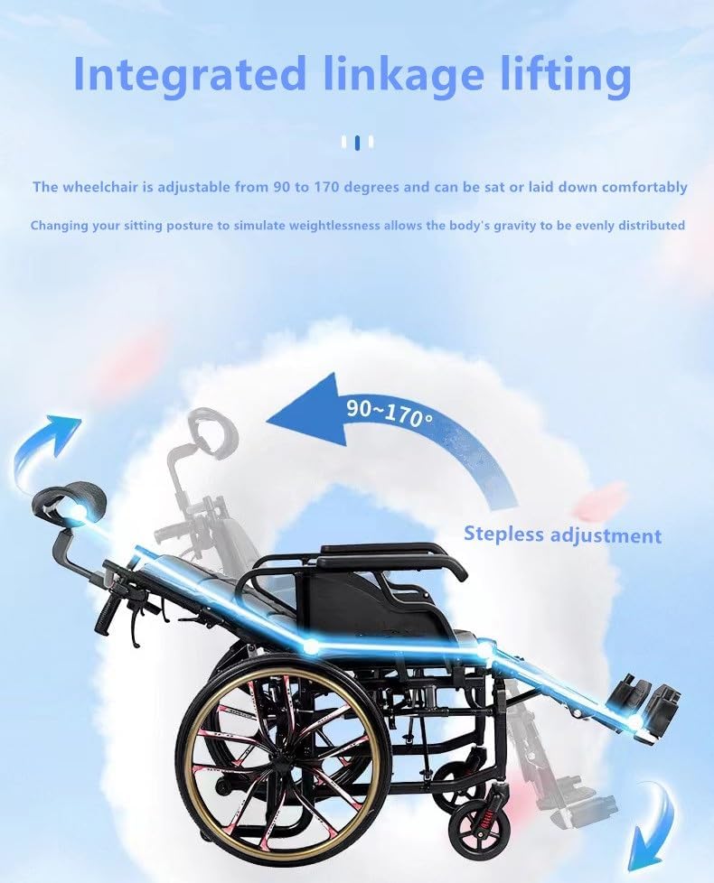 Manual Wheelchair, Lightweight Folding Wheelchair, Reclining Wheelchair, Shower Chair, Bathing Wheelchair, Mobility Scooter for The Elderly and Disabled