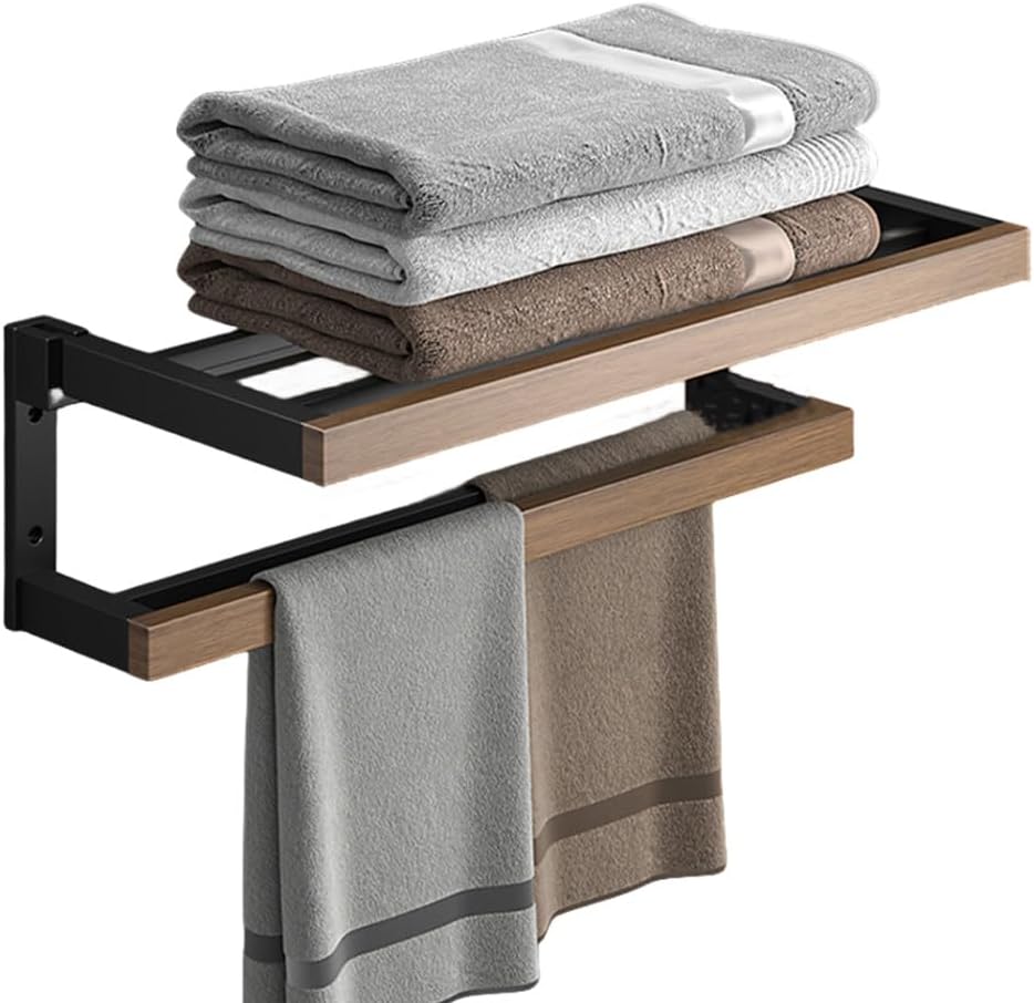 Bathroom Hardware Set Black Wood Bath Accessories Wall Mounted Towel Rack Towel Bar Toilet Brush Towel Hooks Paper Holder,b