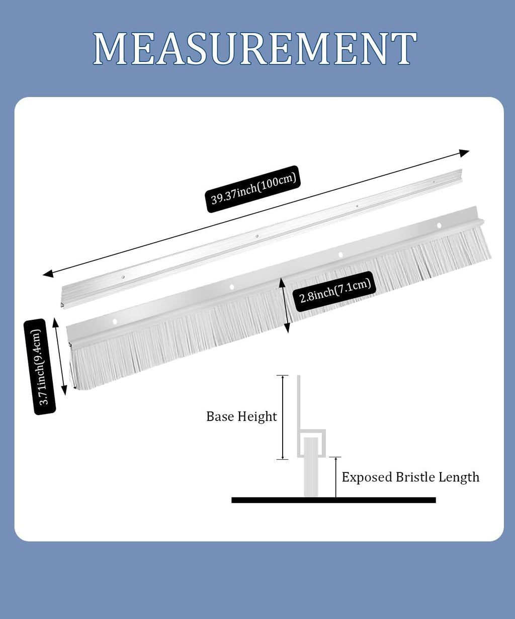 12-Set Door Brush Sweep – 2.80' x 39.3' CEPIA Garage Door Seal –White Roll Up & Exterior Door Sweep for Bottom Gap Protection (472 in / 12000 mm)