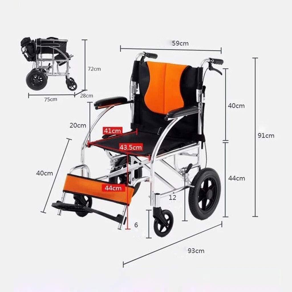 Wheelchair Aluminum Alloy, Portable Fold Light Transit Travel Disabled/Elderly Hand Scooter 100Kg Capacity,Portable