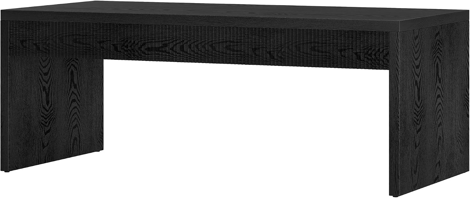 Henn&Hart 48' Fluted Rectangular Coffee Table with Ribbed Front Panel for Living Room, Family Room, or Office, Natural Black