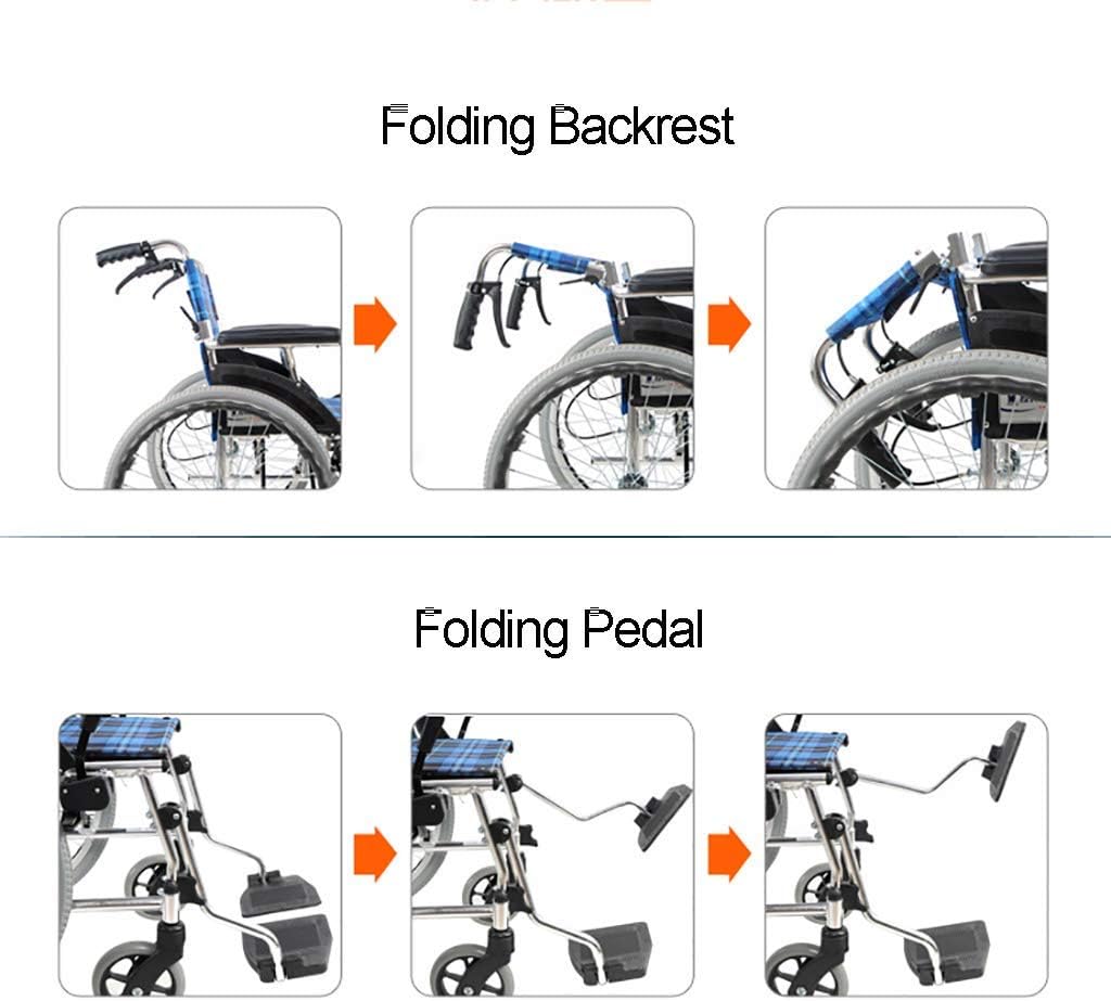 Wheelchairs Folding Wheelchair,Lightweight Transport Folding Aluminum Alloy Frame Wheelchair Portable Travel Chair Suitable for Seniors Persons with Disability