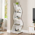 Vertical Bookshelf Tower, Narrow Corner Bookcase, Space-Saving Storage Shelf, Indoor Display Cabinet, Spine Bookshelf, Floor-Standing Corner Shelf for Bedroom(White)