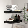 Corner Floating Shelves for Wall, Black Honeycomb MDF Wood, 14-inch Triangular Wall Shelves for Bedroom, Living Room, Office Decor