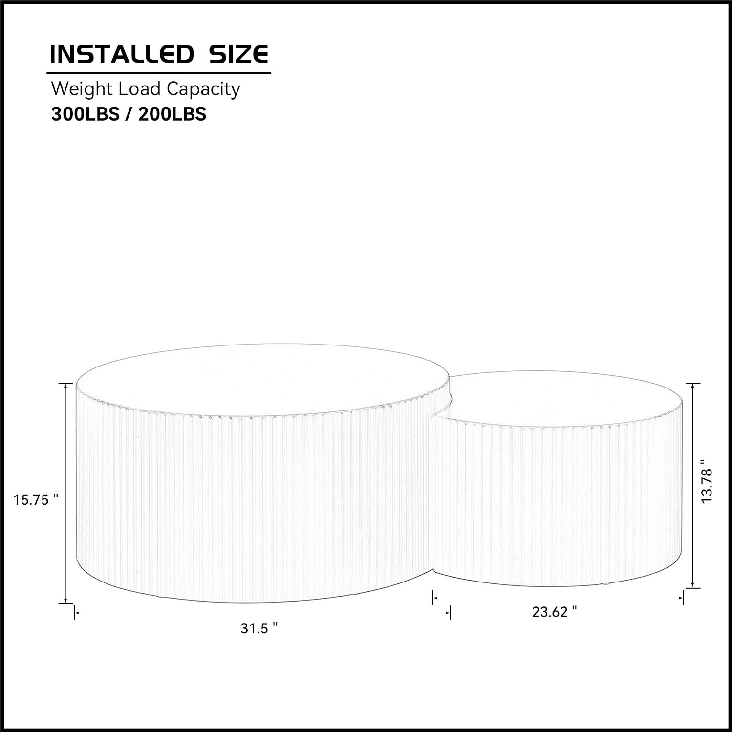 JUSTONE Nesting Coffee Table Set of 2, Modern Matte Black Round Drum Side Tables - Space-Saving End Tables for Living Room, Apartment, Bedroom (Black)