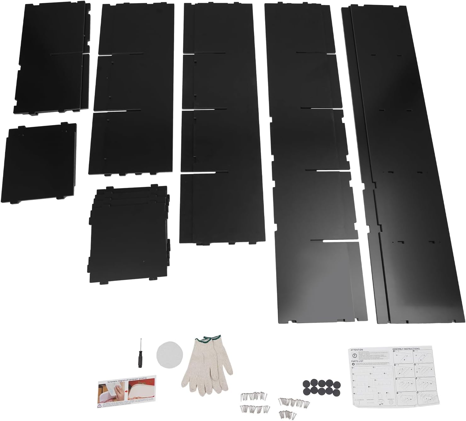 15 Cube L-Shaped Storage Bookcase, 5 Tier Stepped Ladder Cube Shelf for Corner, 57.48' Tall Open Bookshelf, Under Stairs Storage Organizer for Living Room, Home Office, Bedroom (Black, 15 cubes)