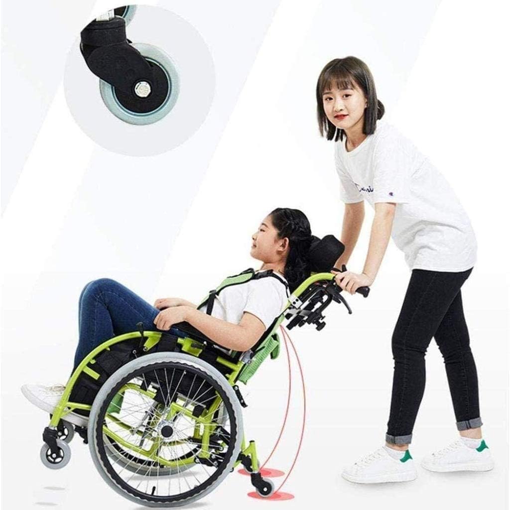 Wheelchair Childrenrsquo;S, Lightweight Aluminum Alloy Scooter Quick Fold with Anti-Overturn Device Breathable Seat Cushion Child Trolley,Portable (B)(B)